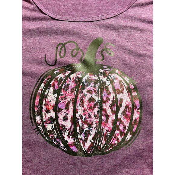 Anvil NWT Purple Cheetah Print Pumpkin Custom Graphic Short Sleeve Size Medium - Picture 6 of 9